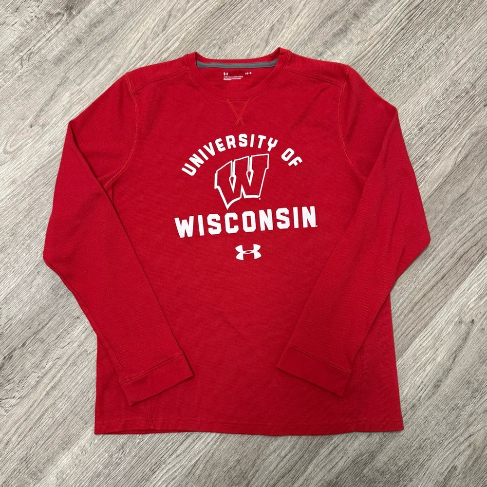 Under Armour Mens University of Wisconsin‎ Badgers Waffle Thermal Shirt Red LG